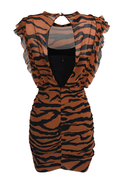 All Saints Brown Zebra Striped Dress