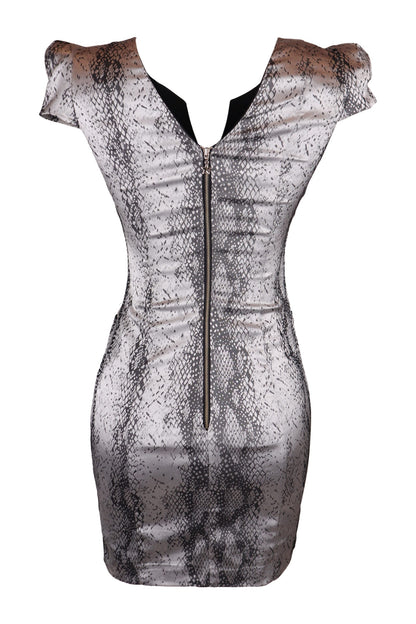 Arrogant Cat Grey Snake Pattern Dress