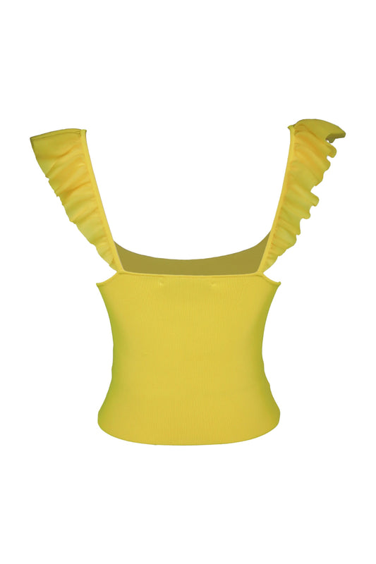 Alice And Olivia Ribbed Yellow Top