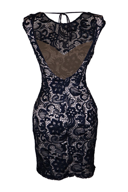 Lipsy Embroidered Lace Navy Dress