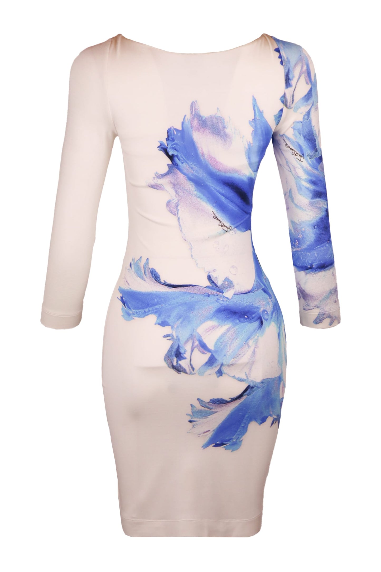 Just Cavalli White And Blue Patterned Dress