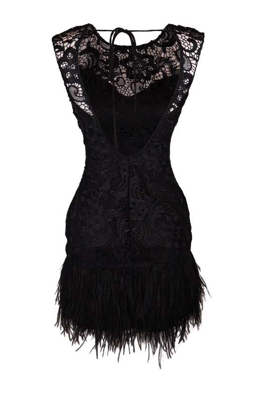 Lipsy Feather Trimmed Dress