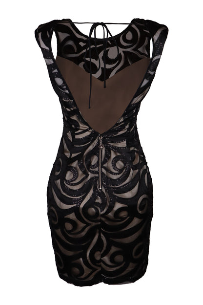 Lipsy Swirl Applique Black Dress