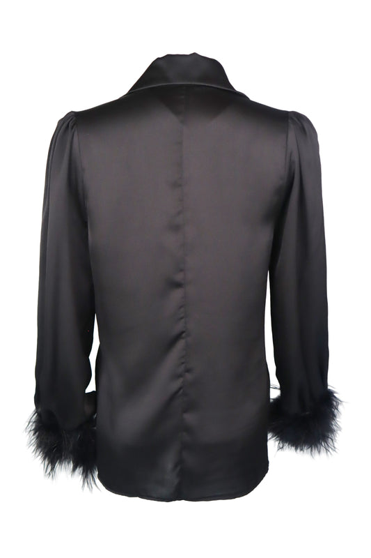 Unknown Feather Cuffed Shirt Top