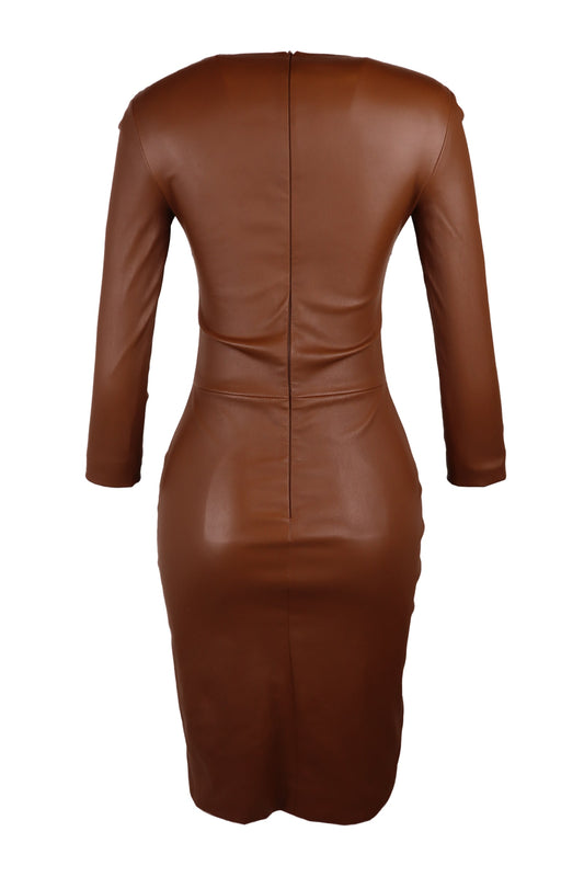 The Row Brown Leather Dress