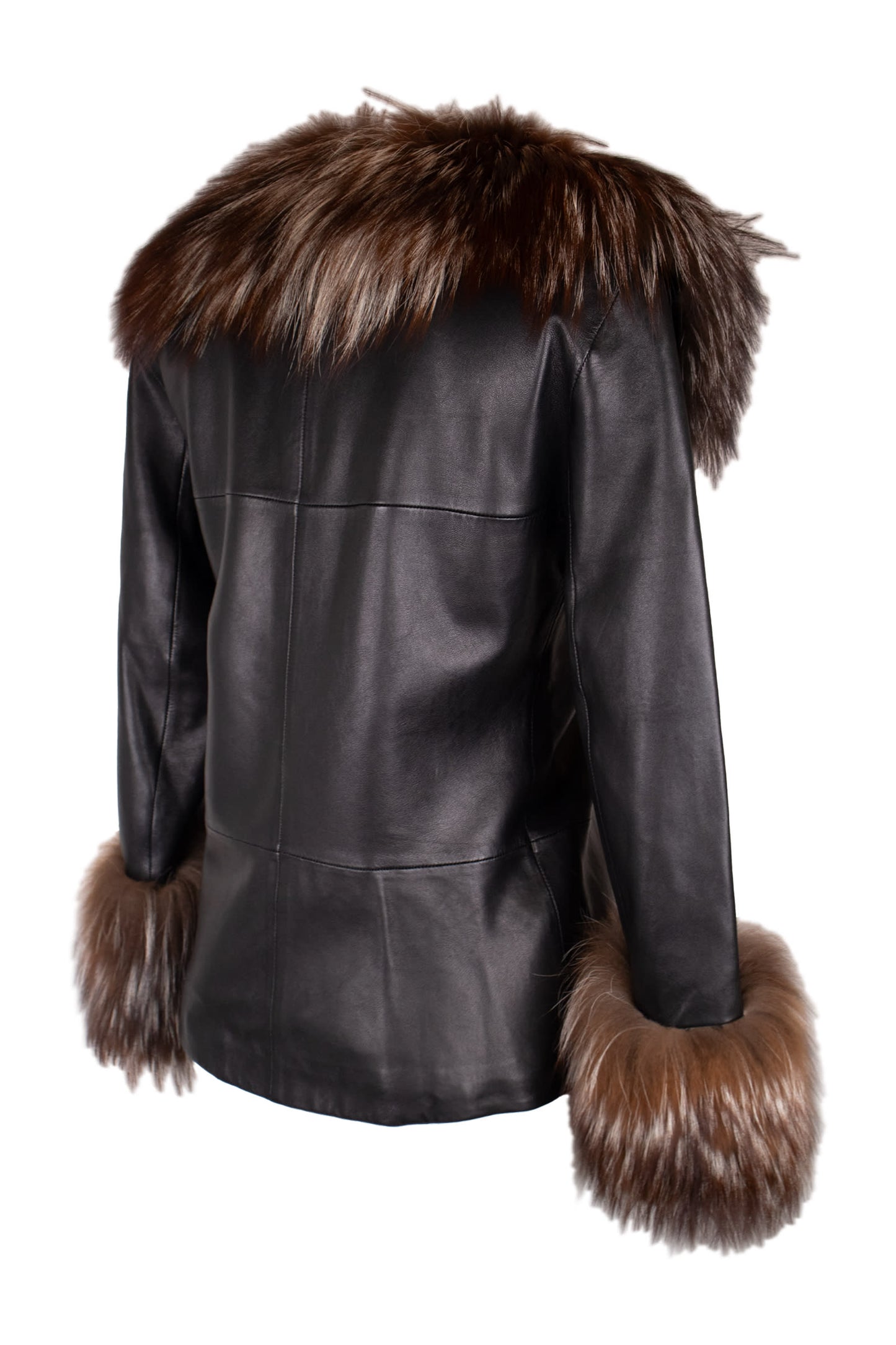 Vakko Black With Brown Fur Details Jacket