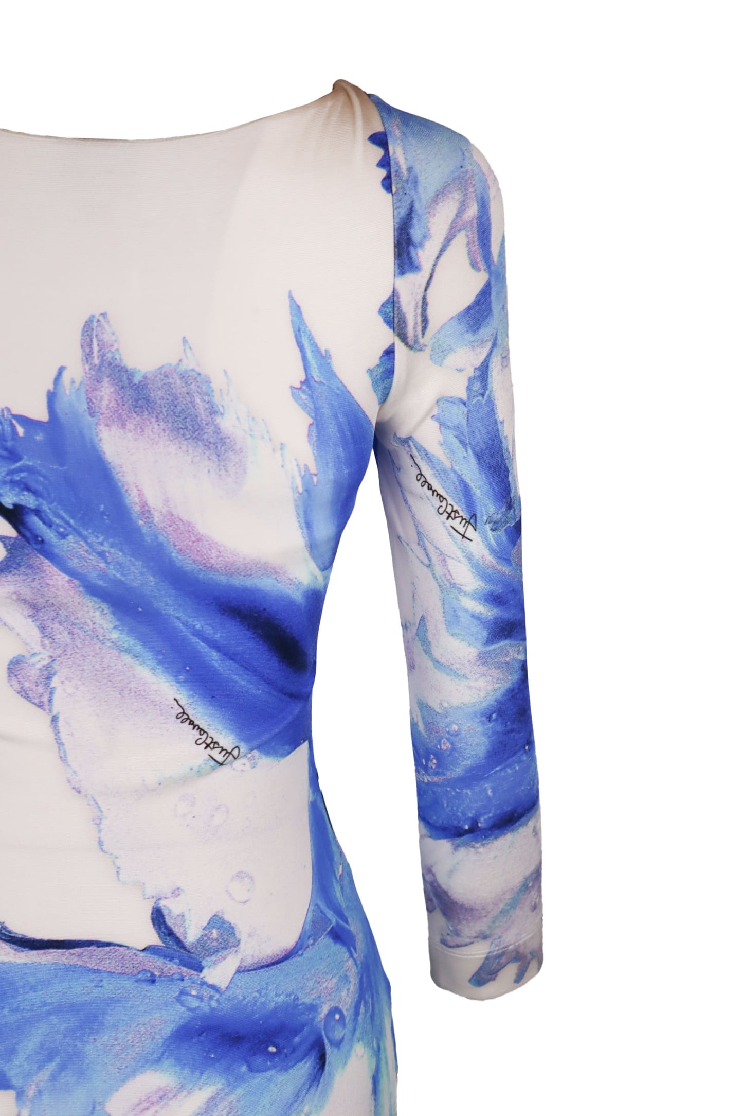 Just Cavalli White And Blue Patterned Dress