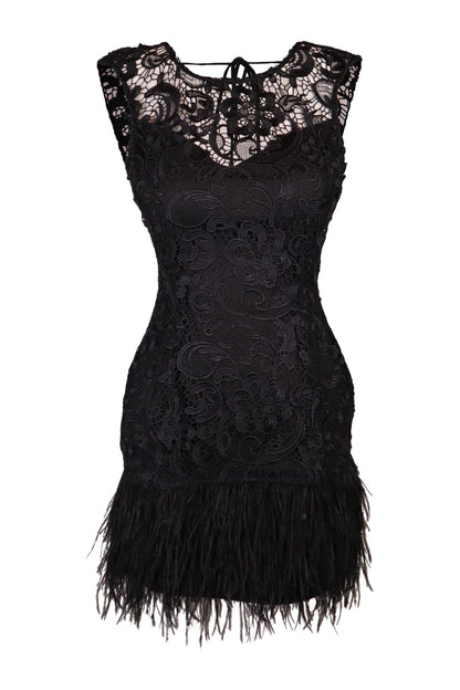 Lipsy Feather Trimmed Dress