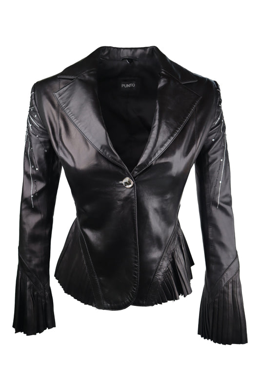 Punto Leather Beaded Jacket