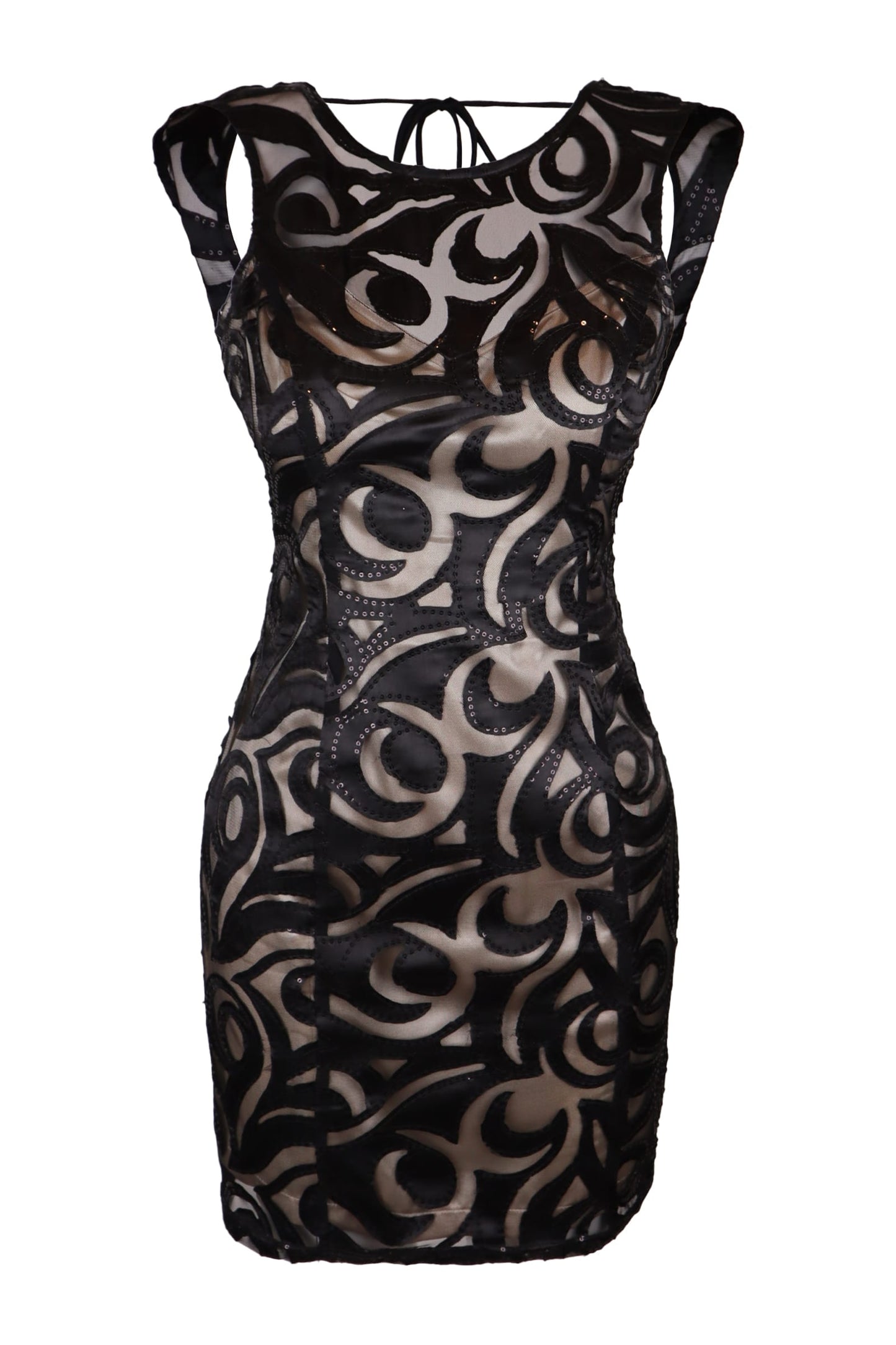 Lipsy Swirl Applique Black Dress