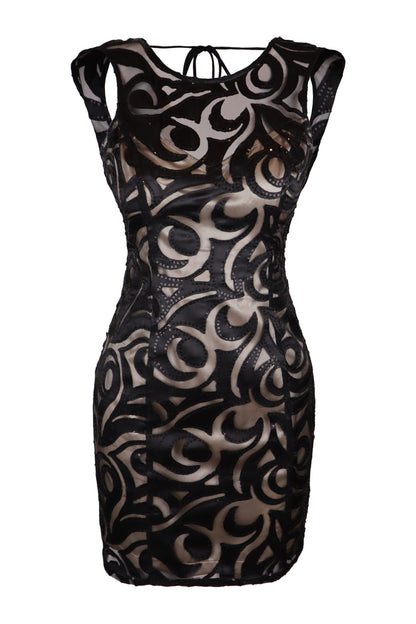 Lipsy Swirl Applique Black Dress