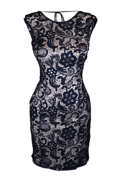 Lipsy Embroidered Lace Navy Dress