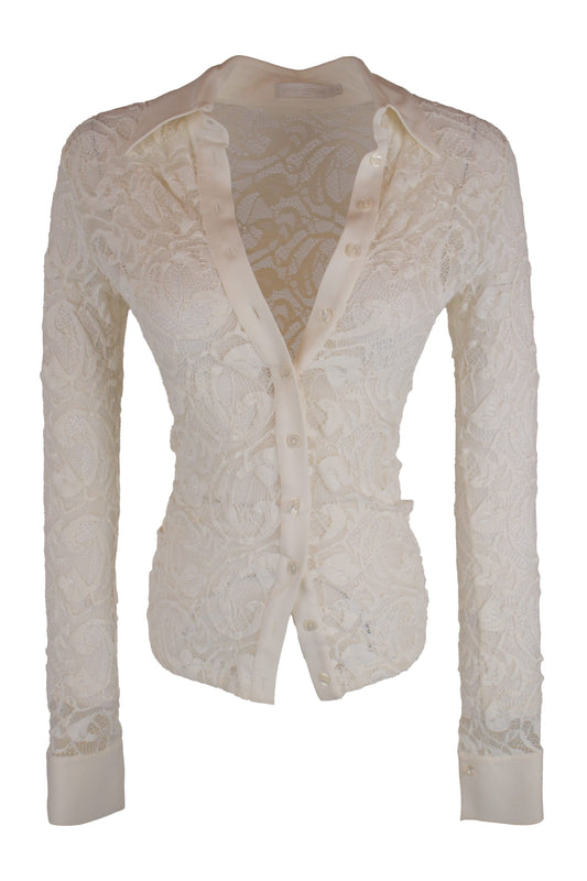 Jovanni Ecru Lace Shirt Top