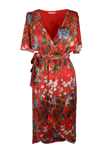 Alice And Olivia Red With Floral Print Dress