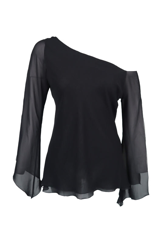 Vakko Sheer Sleeve Top