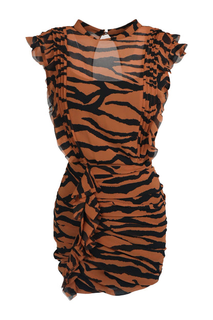 All Saints Brown Zebra Striped Dress