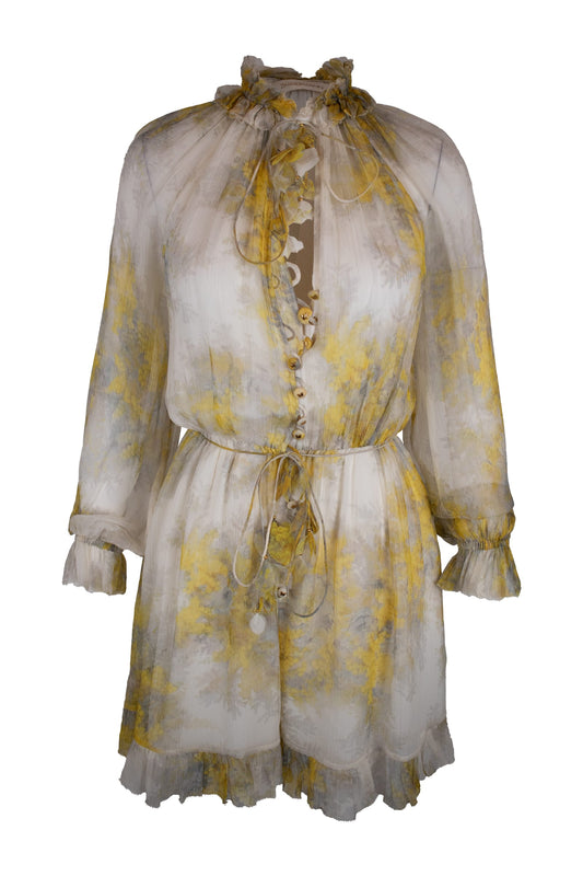 Zimmerman High Neck Floral Silk Dress