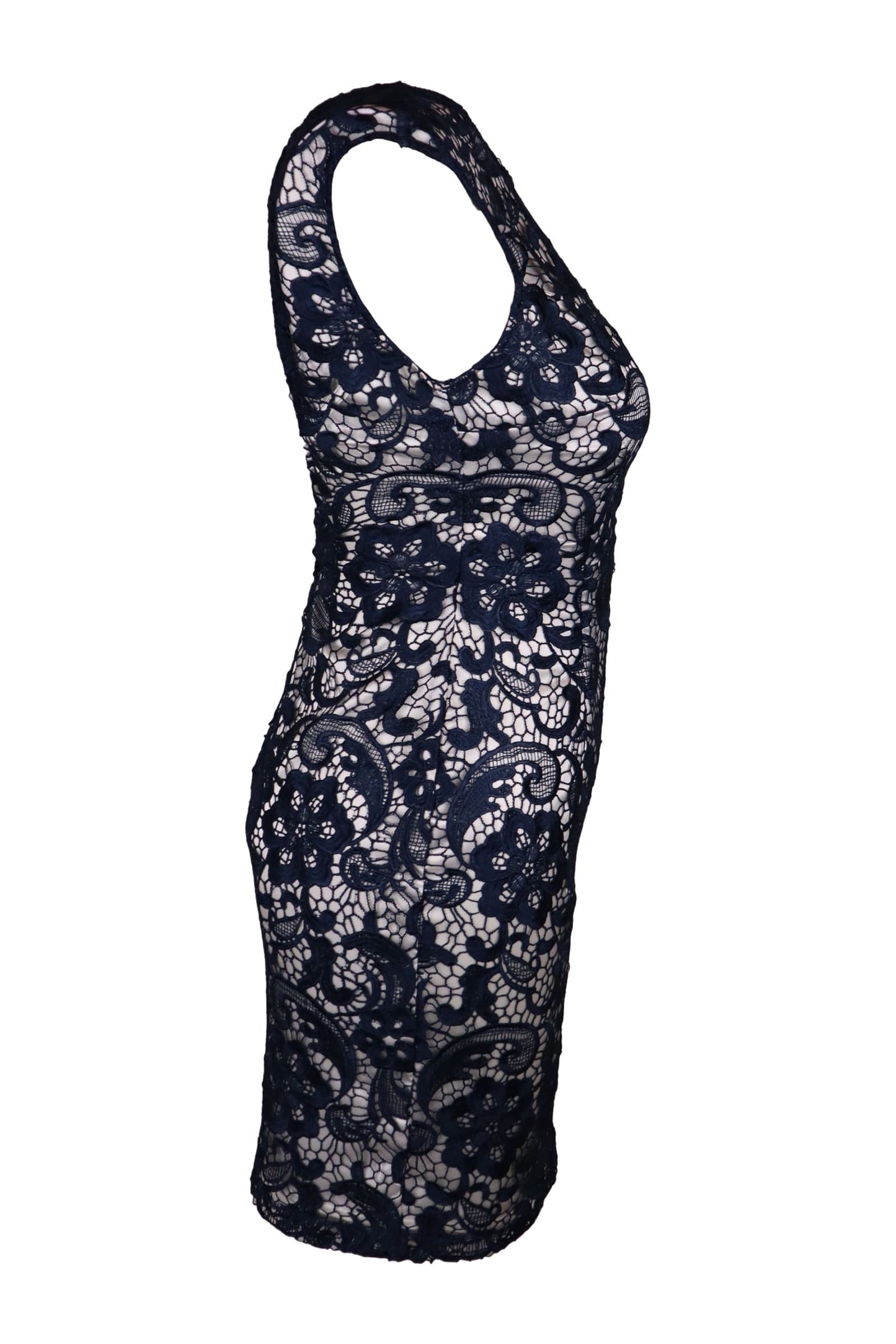 Lipsy Embroidered Lace Navy Dress
