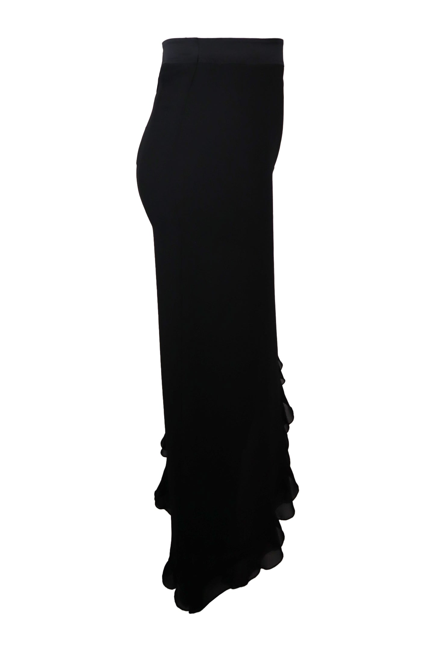 js collection siyah firfir yirtmacli uzun etek