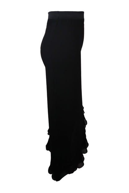js collection siyah firfir yirtmacli uzun etek
