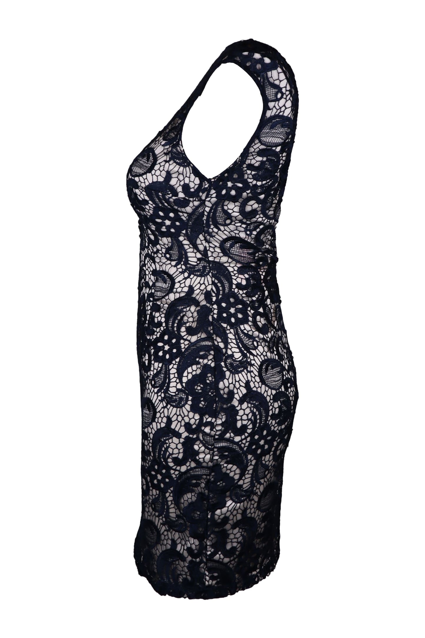 Lipsy Embroidered Lace Navy Dress