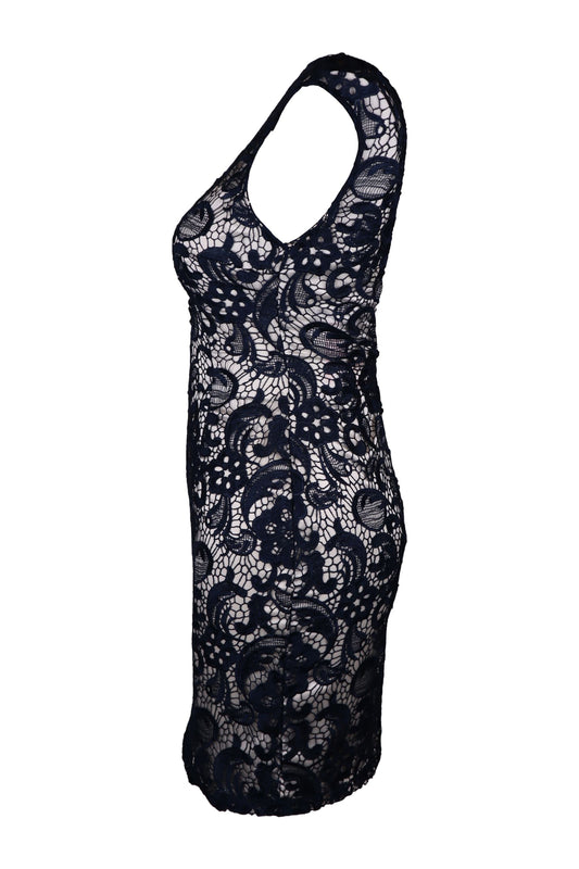 Lipsy Embroidered Lace Navy Dress
