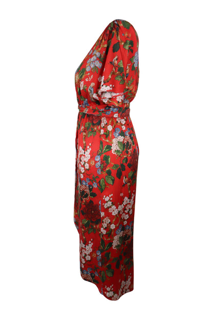 Alice And Olivia Red With Floral Print Dress