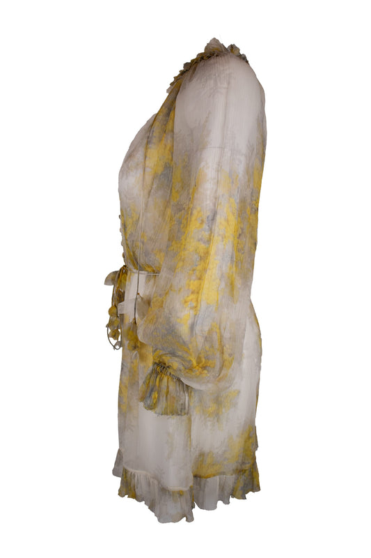 Zimmerman High Neck Floral Silk Dress