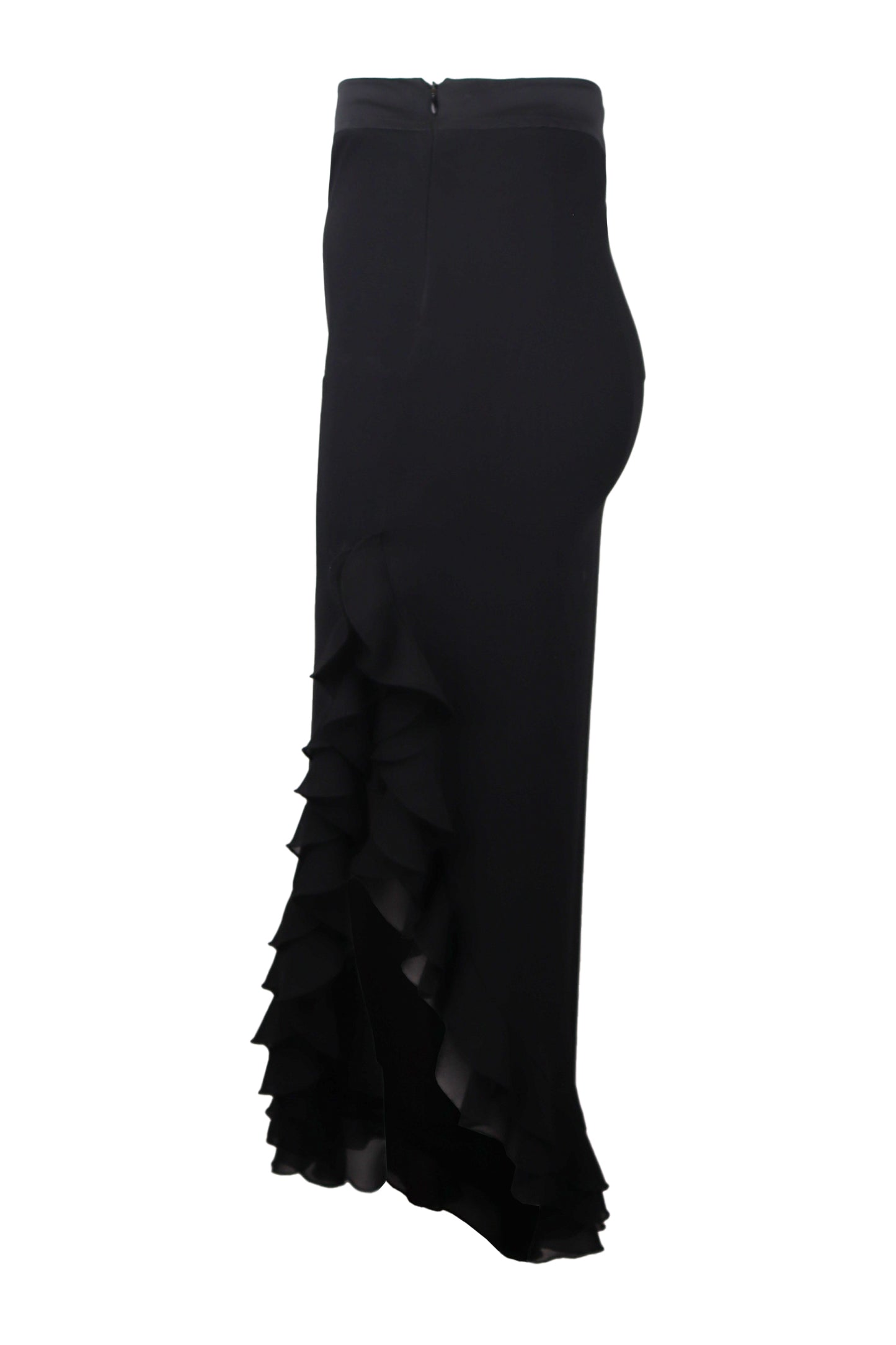 js collection siyah firfir yirtmacli uzun etek