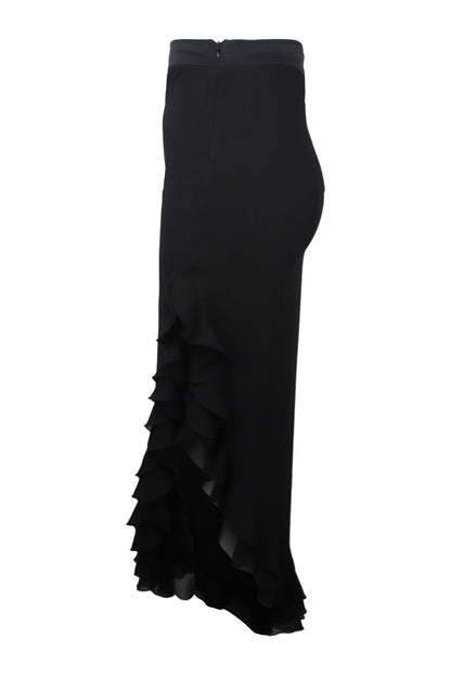 js collection siyah firfir yirtmacli uzun etek