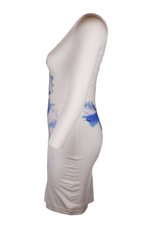 Just Cavalli White And Blue Patterned Dress