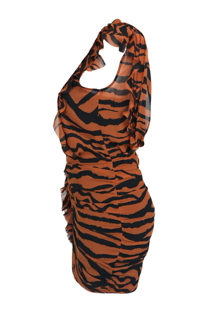 All Saints Brown Zebra Striped Dress